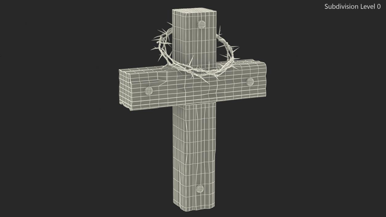 3D Cross with Crown of Thorns