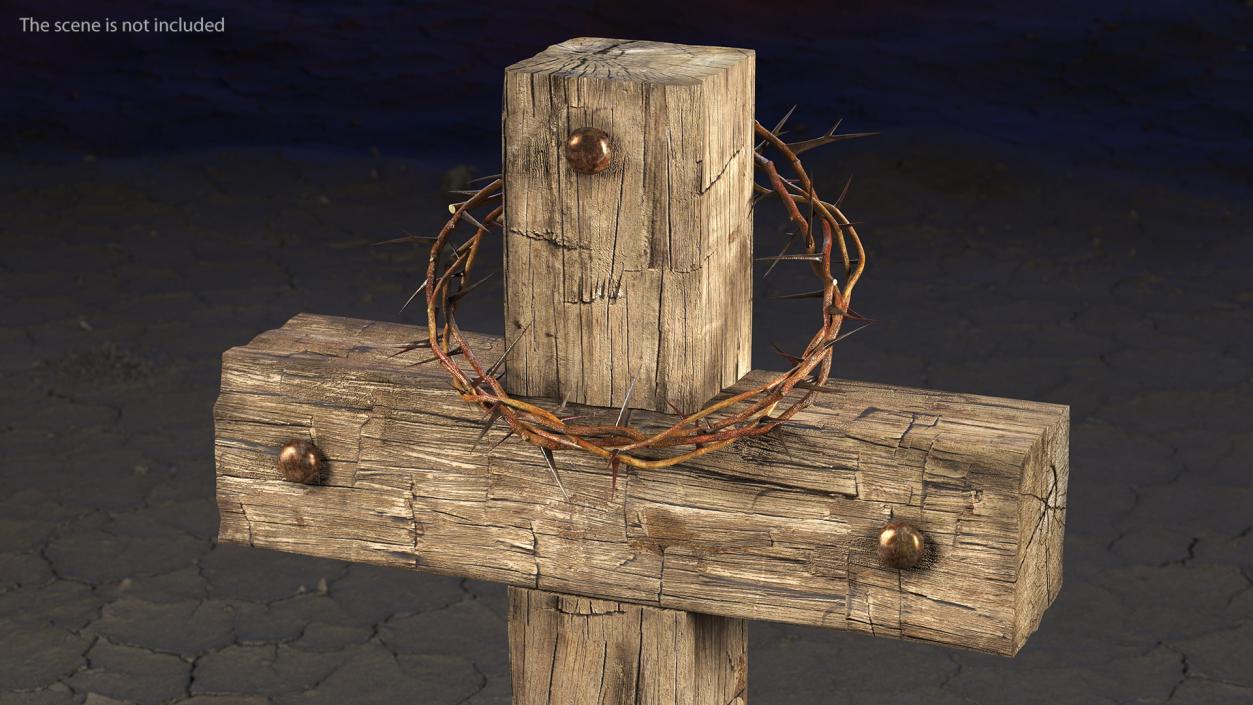 3D Cross with Crown of Thorns