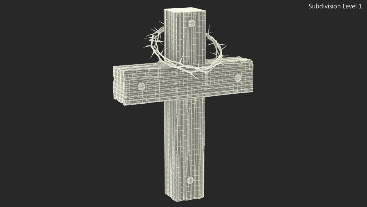 3D Cross with Crown of Thorns