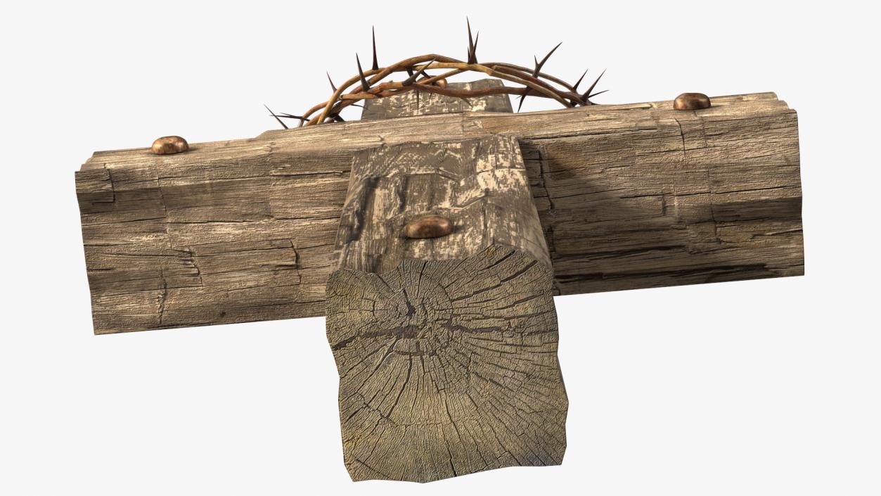 3D Cross with Crown of Thorns