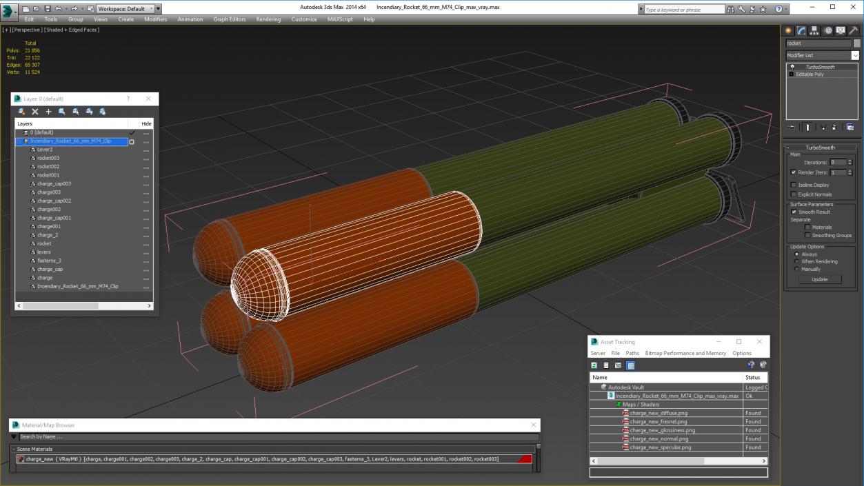 Incendiary Rocket 66 mm M74 Clip 3D