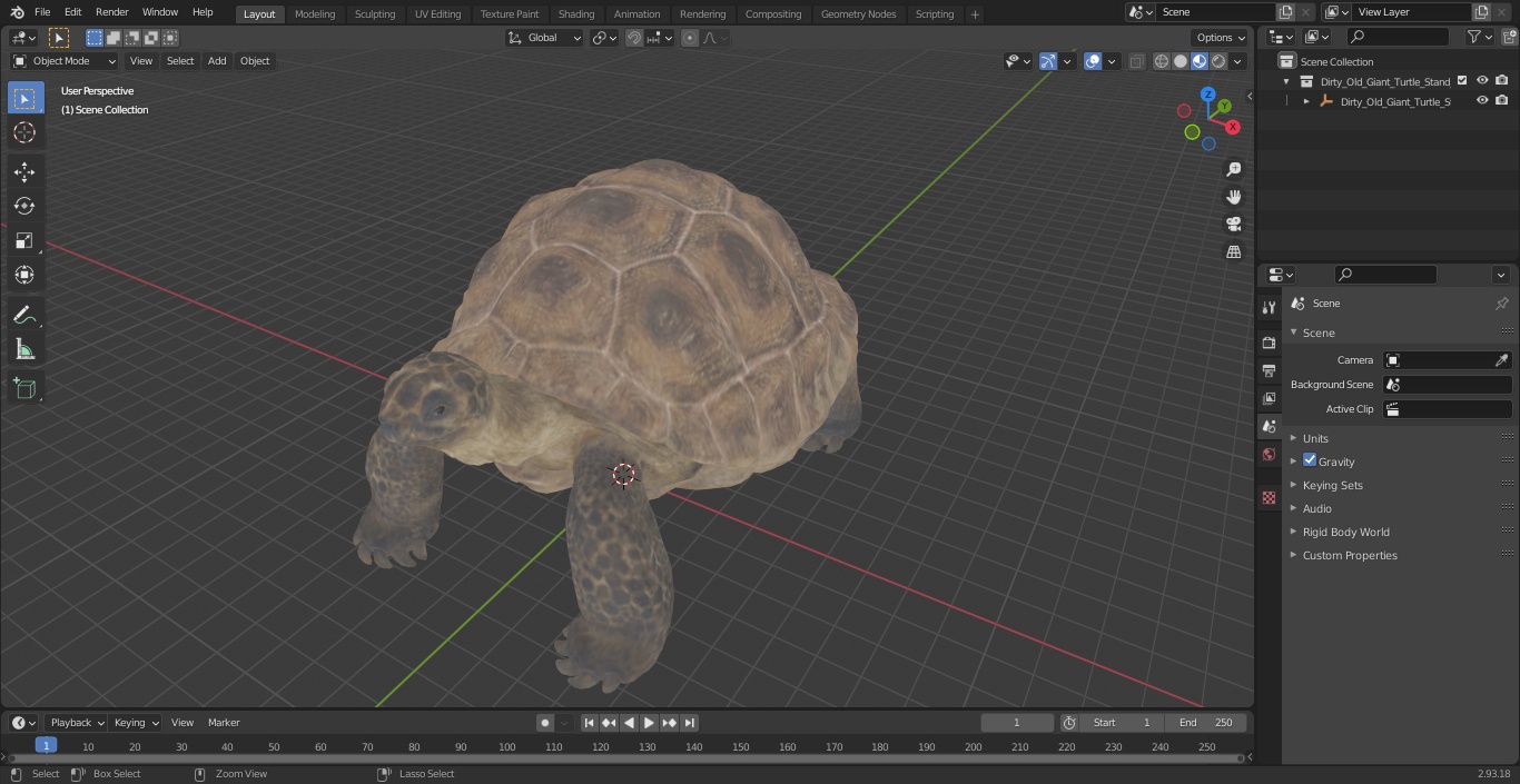 3D Dirty Old Giant Turtle Stand Pose(1)