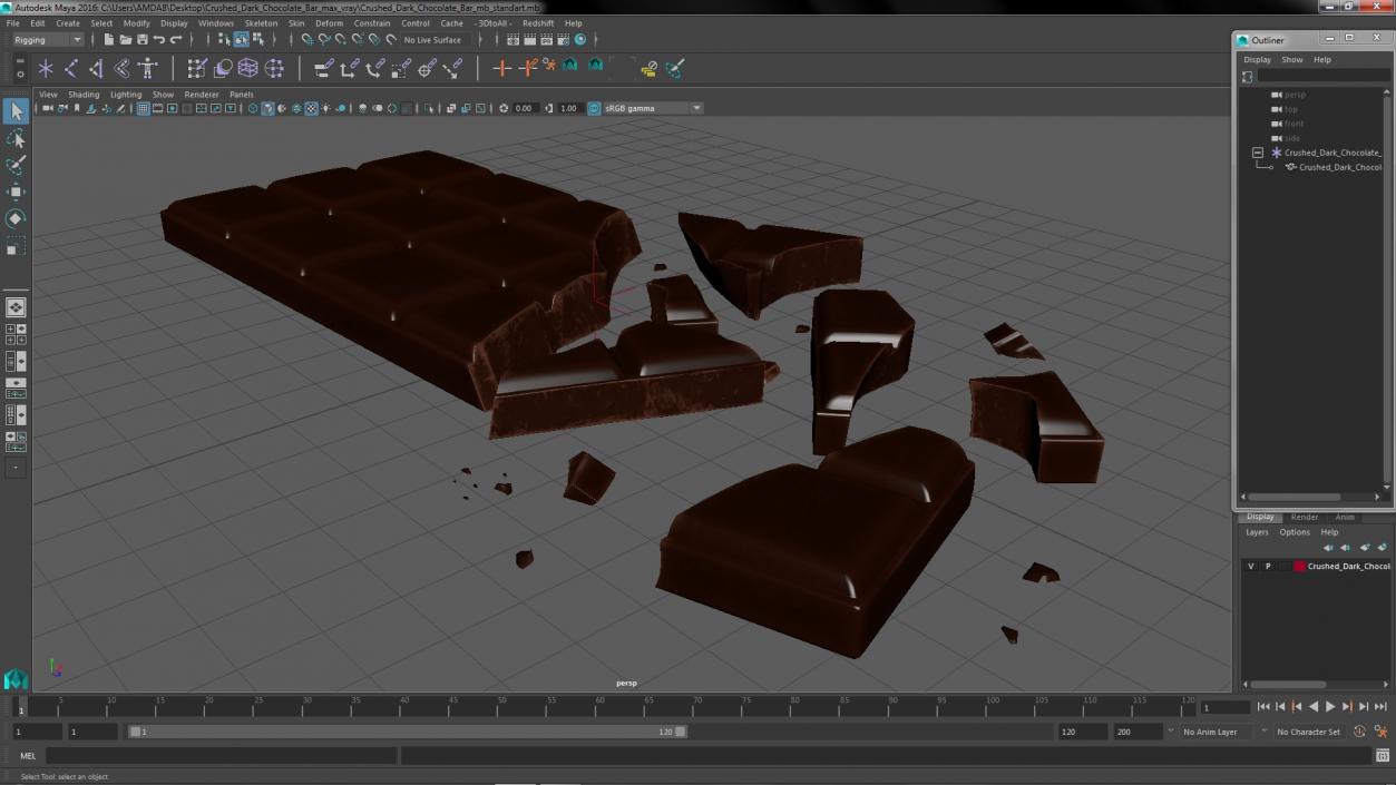 3D Crushed Dark Chocolate Bar