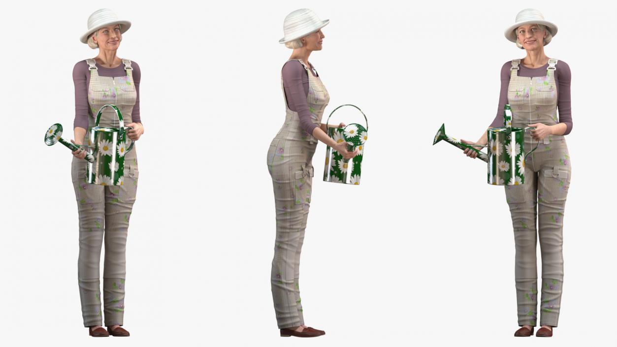 3D Rigged Gardening Lady with Greenhouse Collection model