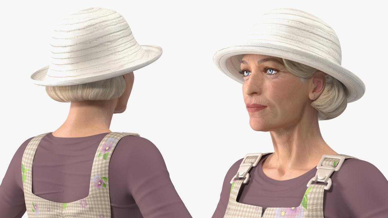 3D Rigged Gardening Lady with Greenhouse Collection model