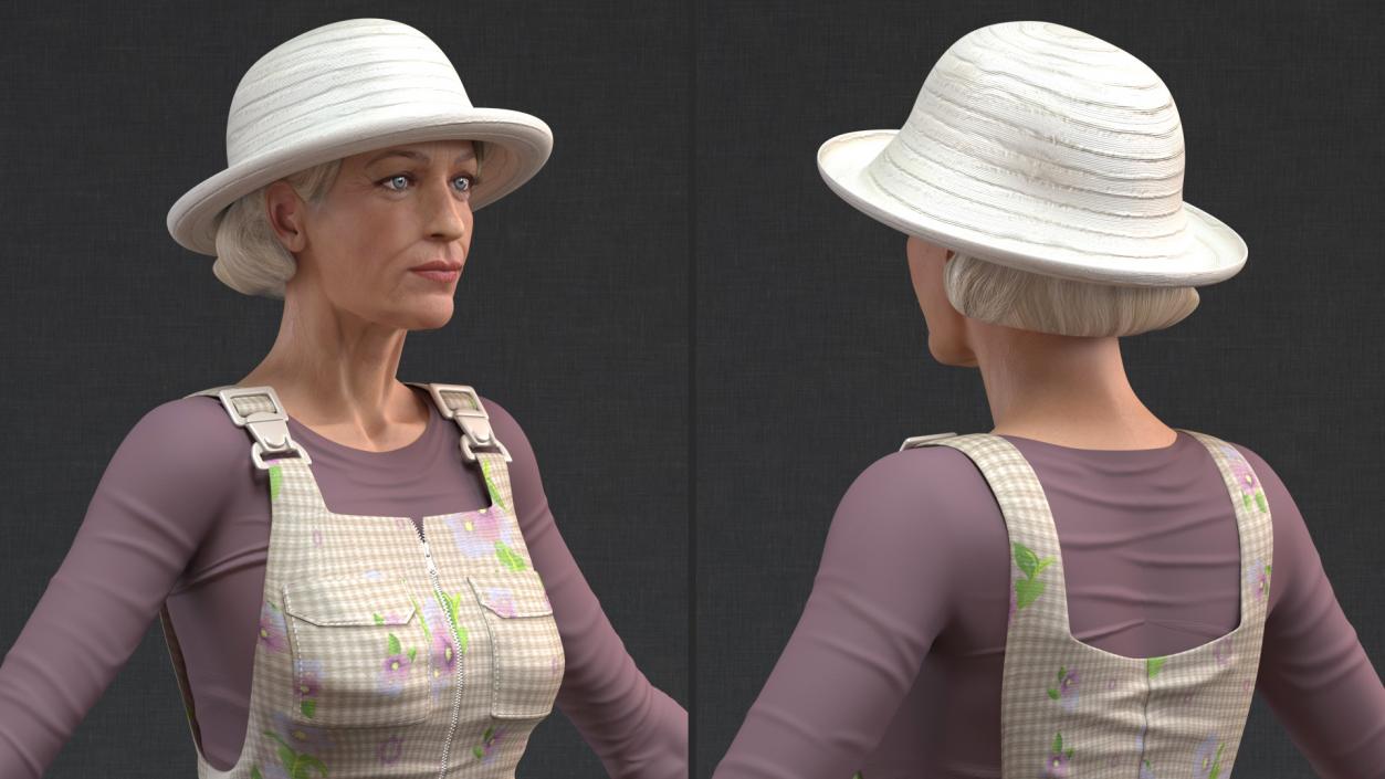 3D Rigged Gardening Lady with Greenhouse Collection model