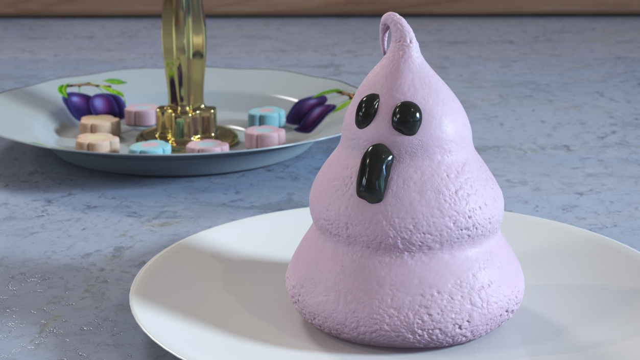 3D Meringue Ghost Cookie Pink