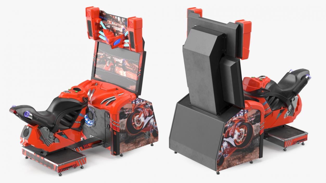 3D model Motorcycle Racing Arcade Machine ON