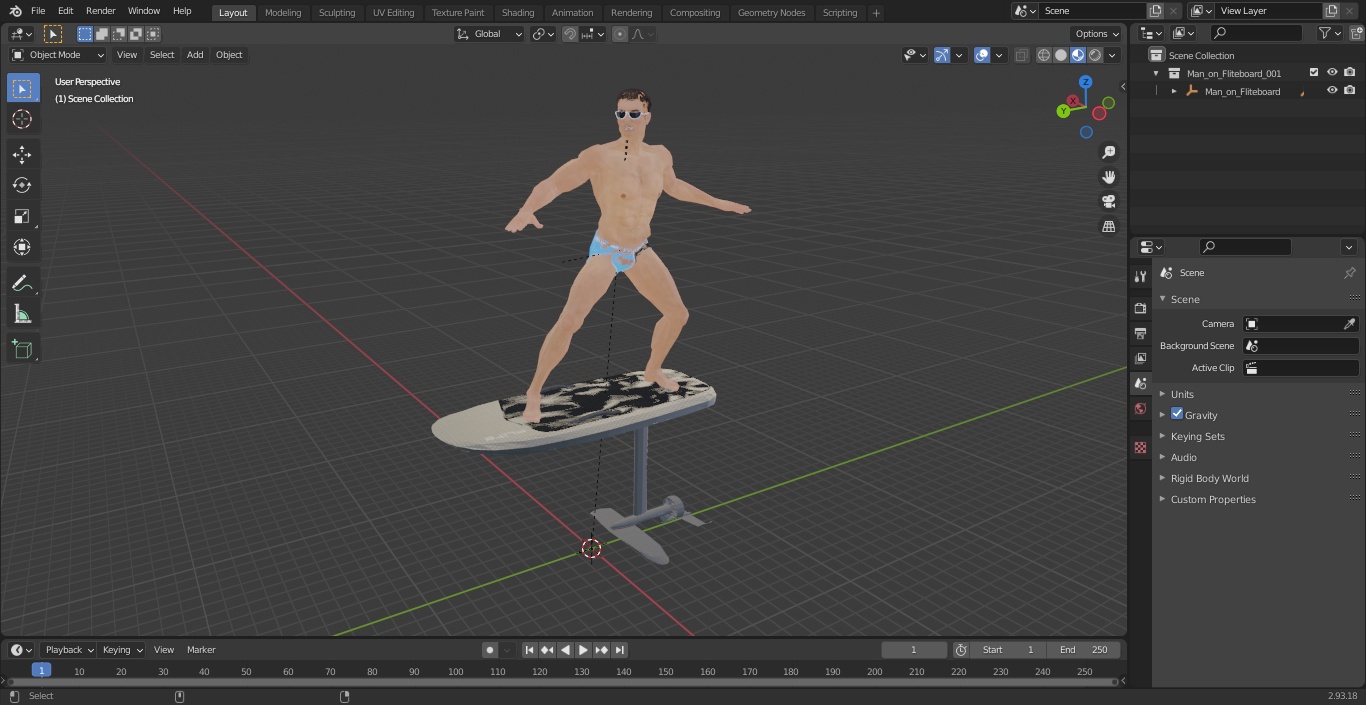 Man on Fliteboard 3D