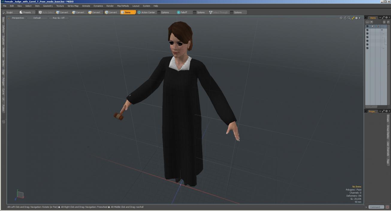 3D model Female Judge with Gavel T Pose