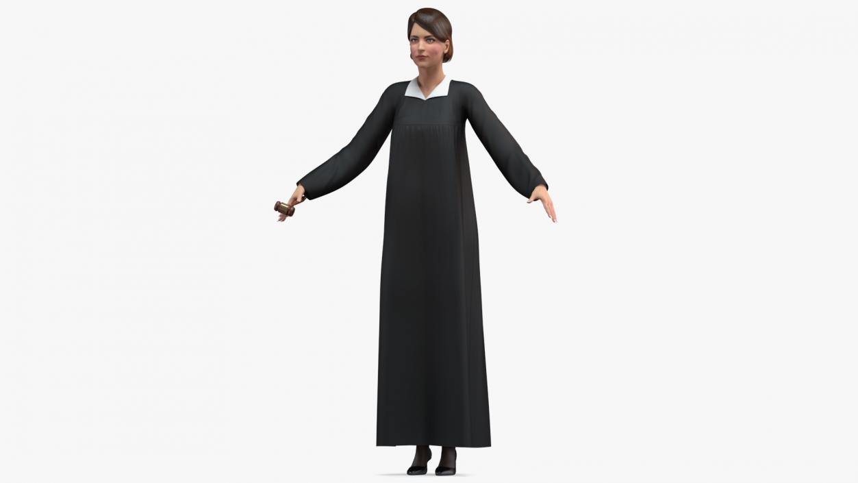 3D model Female Judge with Gavel T Pose