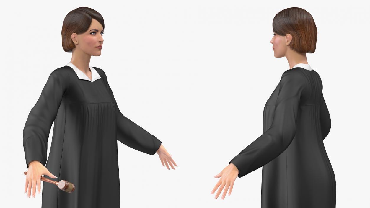 3D model Female Judge with Gavel T Pose