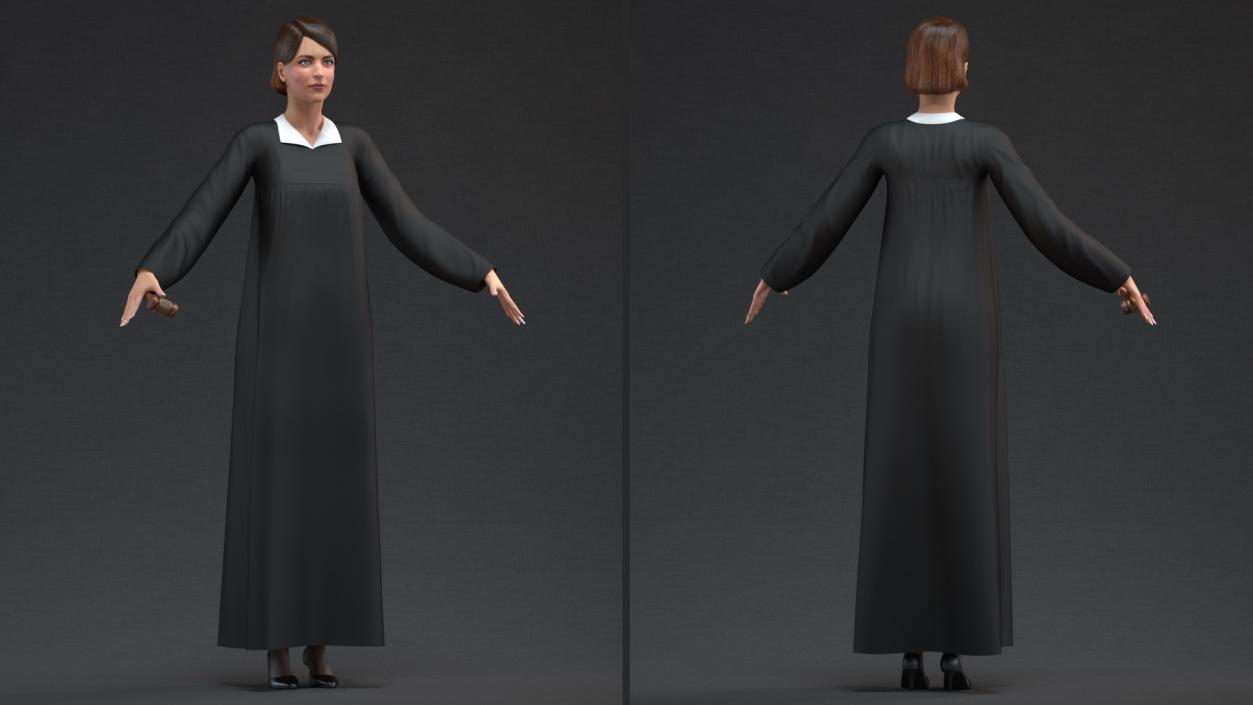 3D model Female Judge with Gavel T Pose