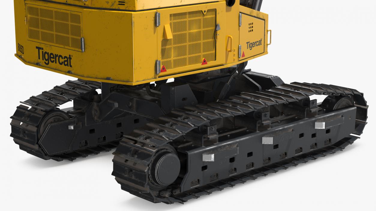 Tigercat 855D Tracked Harvester Dirty Rigged 3D model