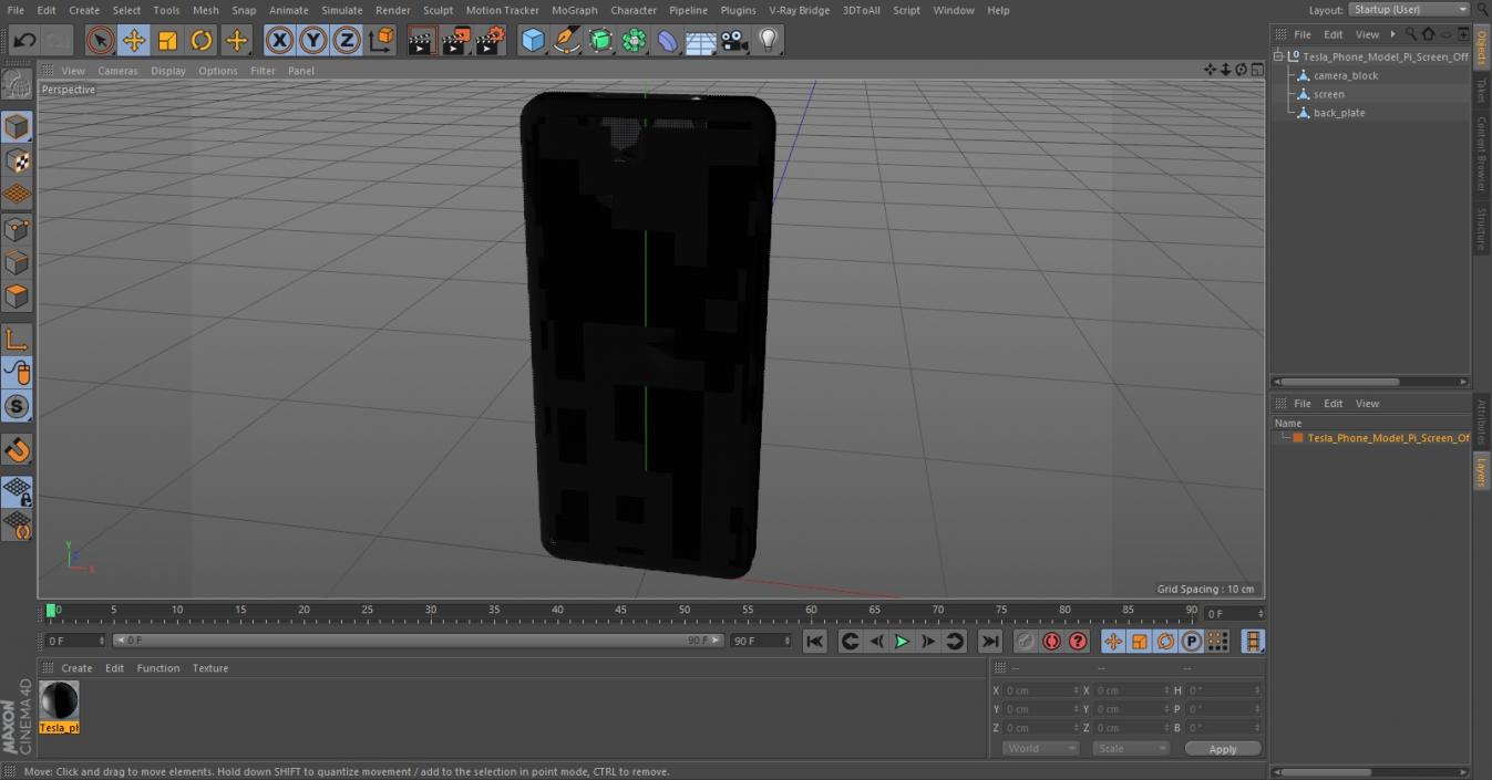 3D Tesla Phone Model Pi Screen Off