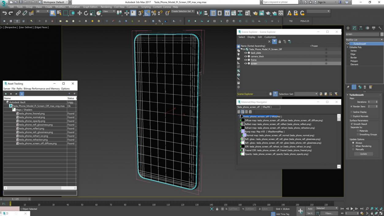 3D Tesla Phone Model Pi Screen Off