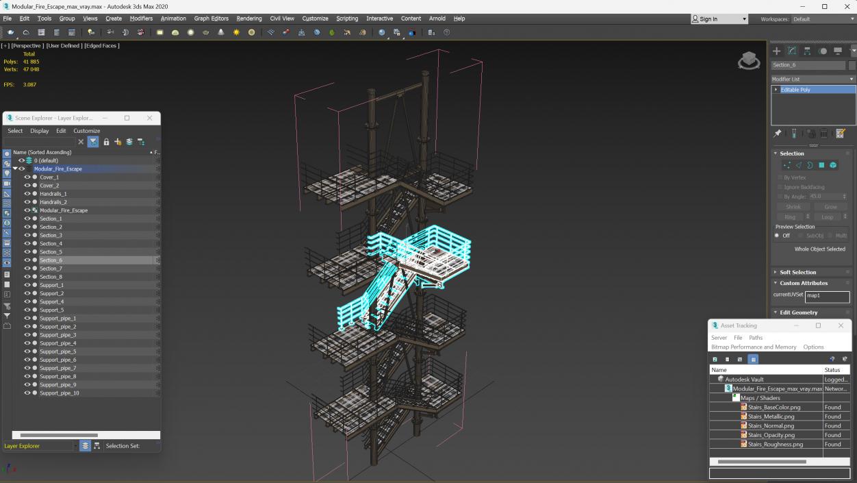 Modular Fire Escape 3D model