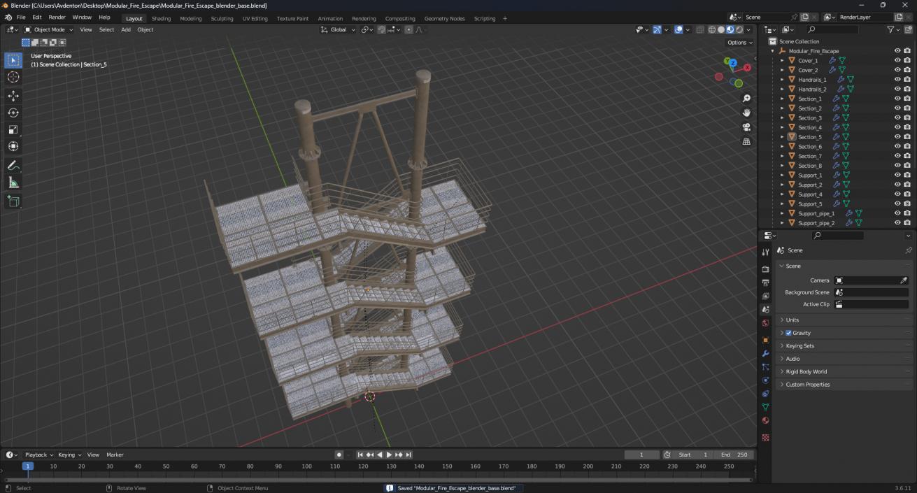 Modular Fire Escape 3D model