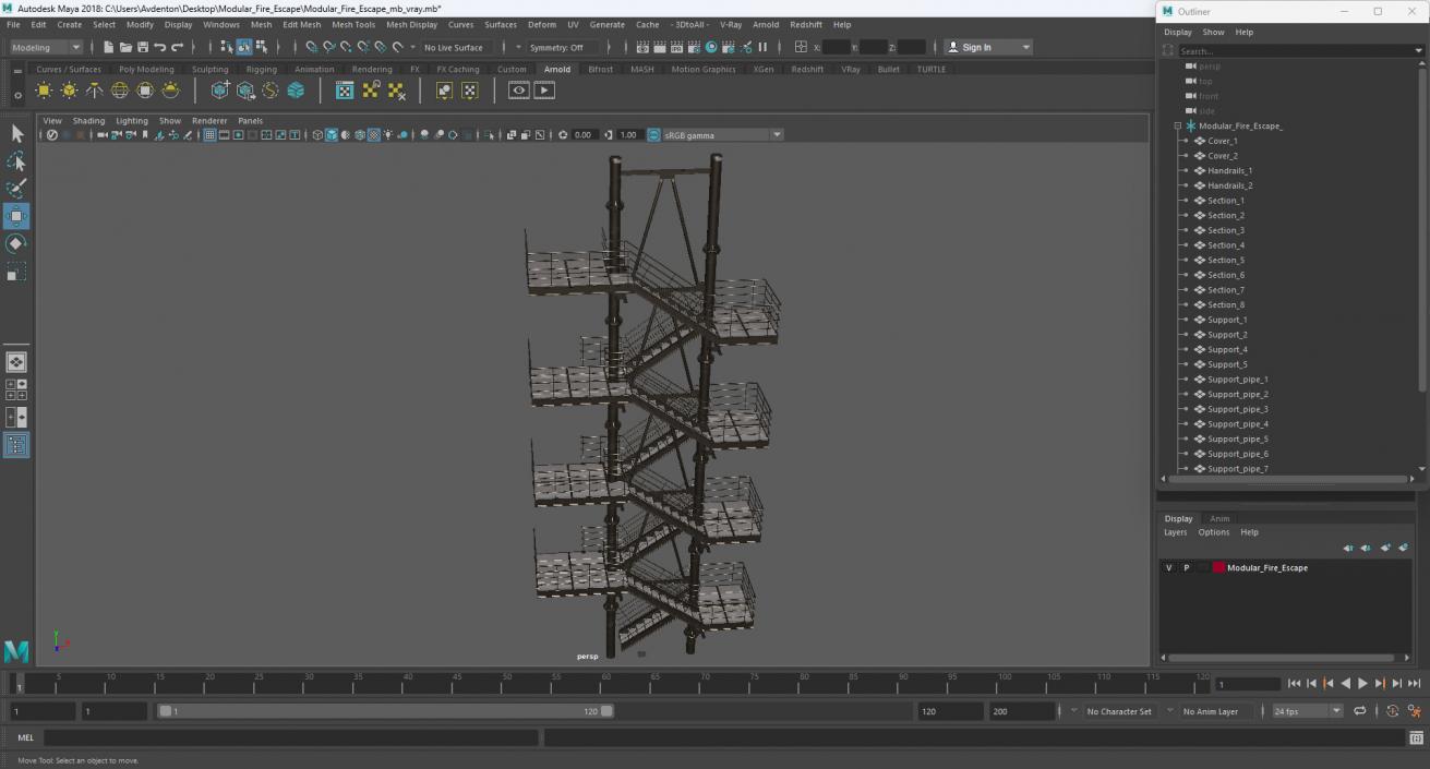 Modular Fire Escape 3D model