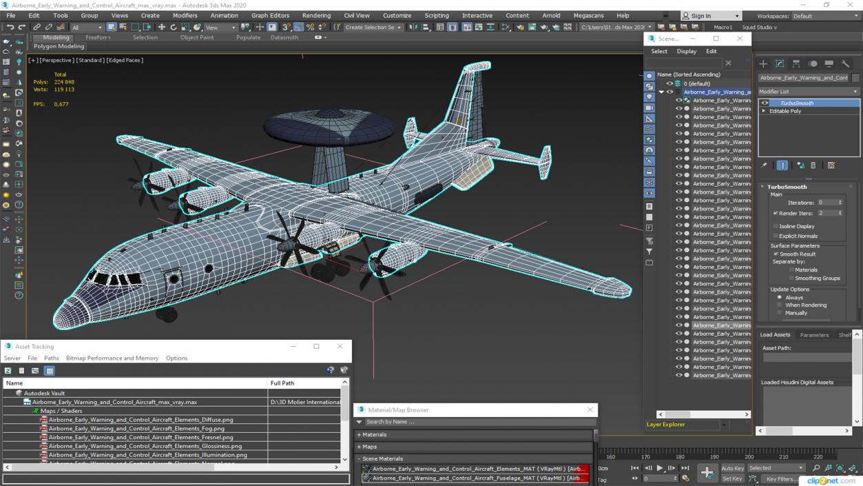 3D Airborne Early Warning and Control Aircraft model