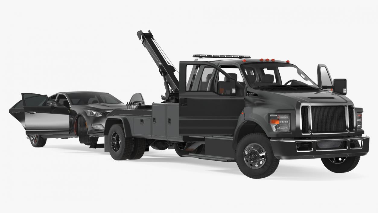 3D Car Tow Truck with Transportable Car Rigged model