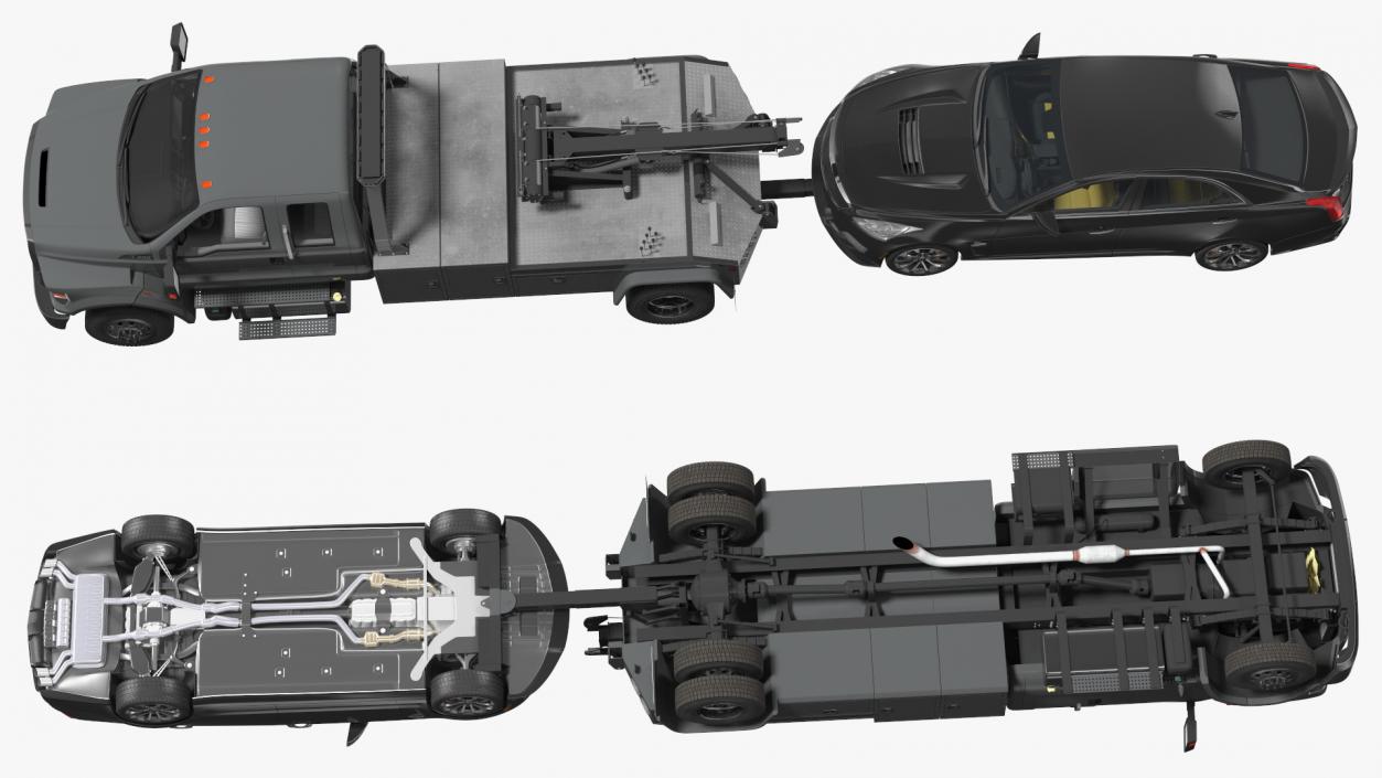 3D Car Tow Truck with Transportable Car Rigged model