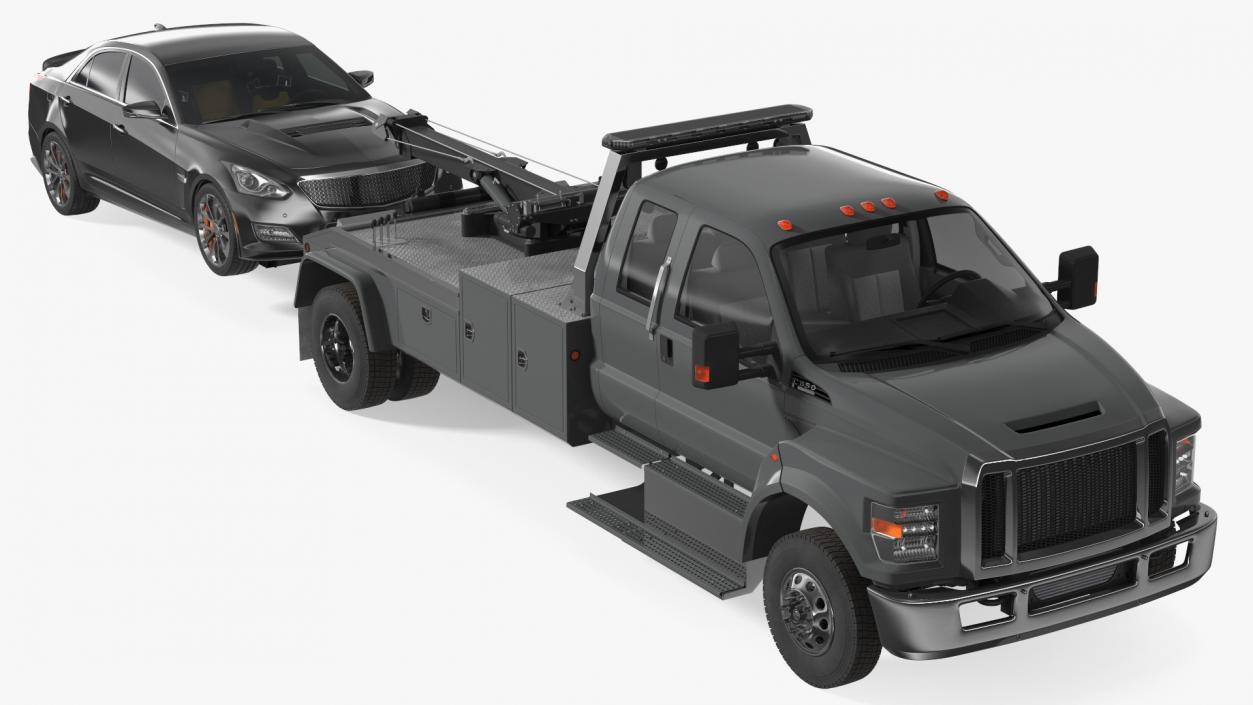 3D Car Tow Truck with Transportable Car Rigged model