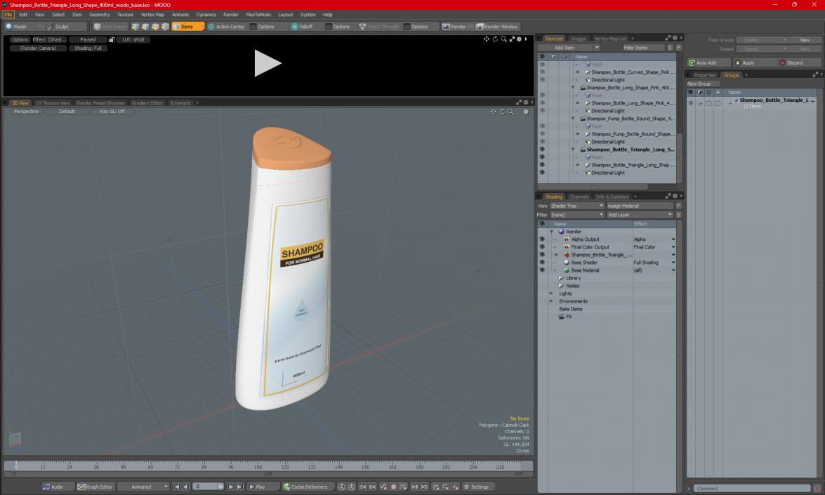 3D model Shampoo Bottle Triangle Long Shape 400ml