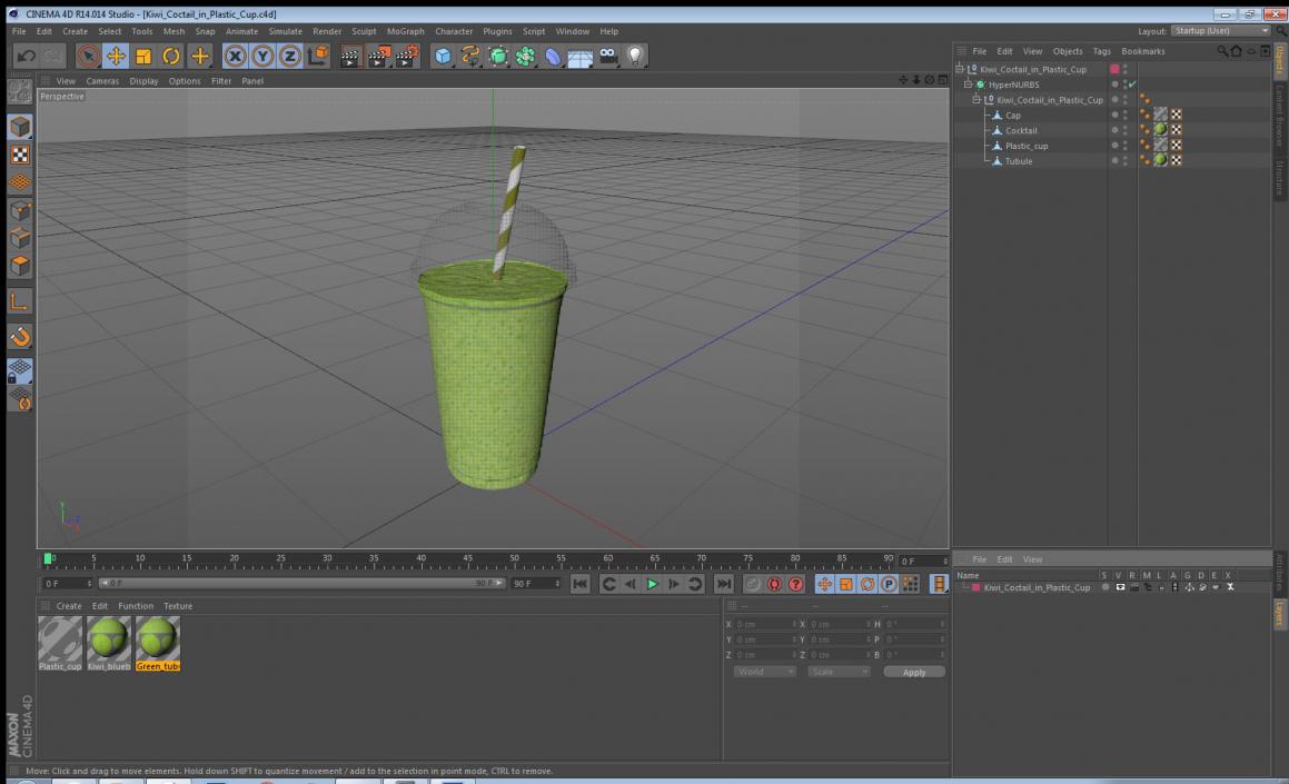 Kiwi Coctail in Plastic Cup 3D