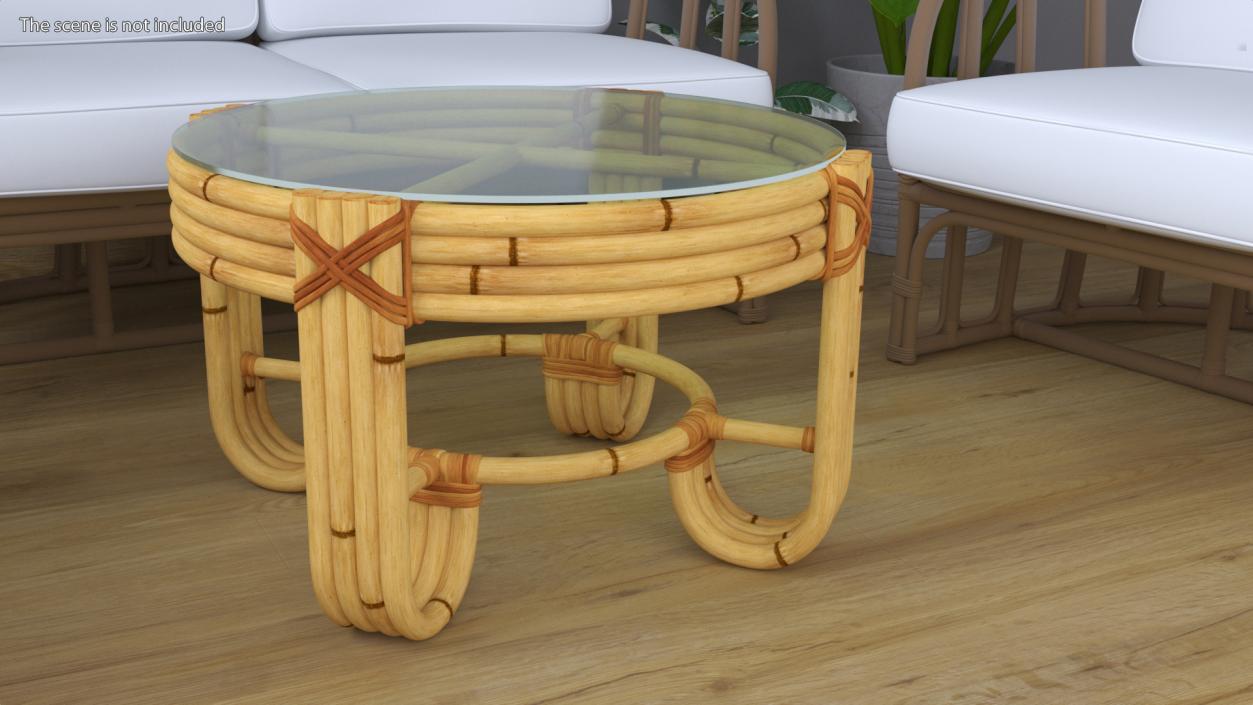 Vintage Bamboo Furniture with Cushions Set 3D