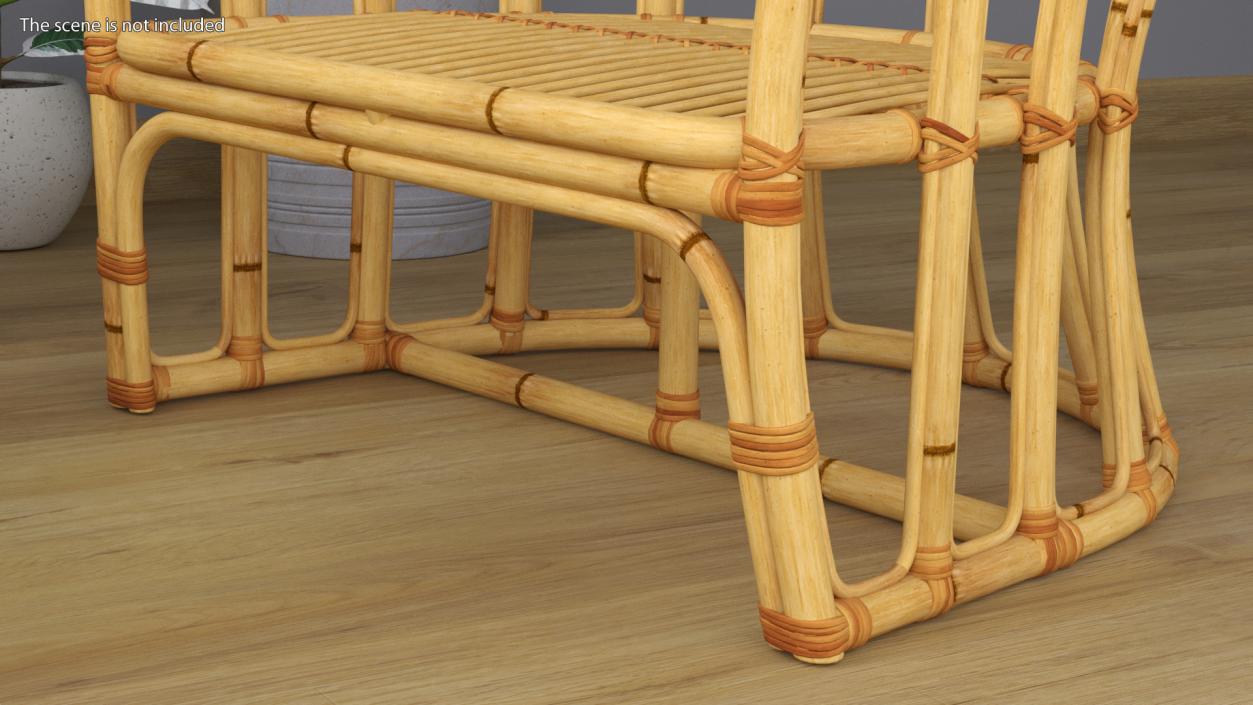 Vintage Bamboo Furniture with Cushions Set 3D