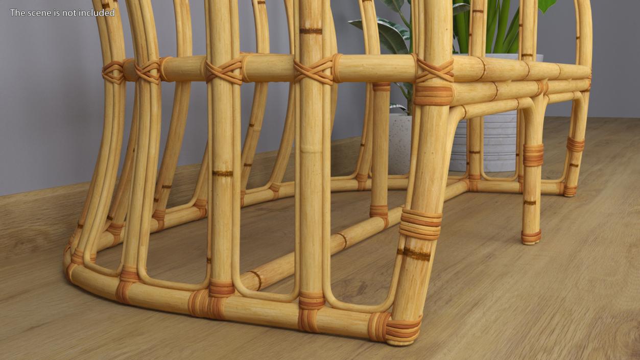 Vintage Bamboo Furniture with Cushions Set 3D