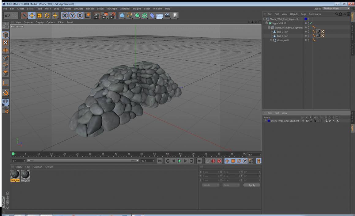 Stone Wall End Segment 3D