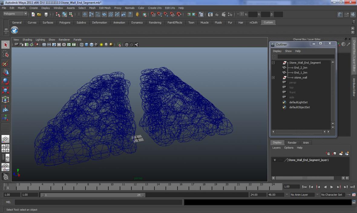 Stone Wall End Segment 3D