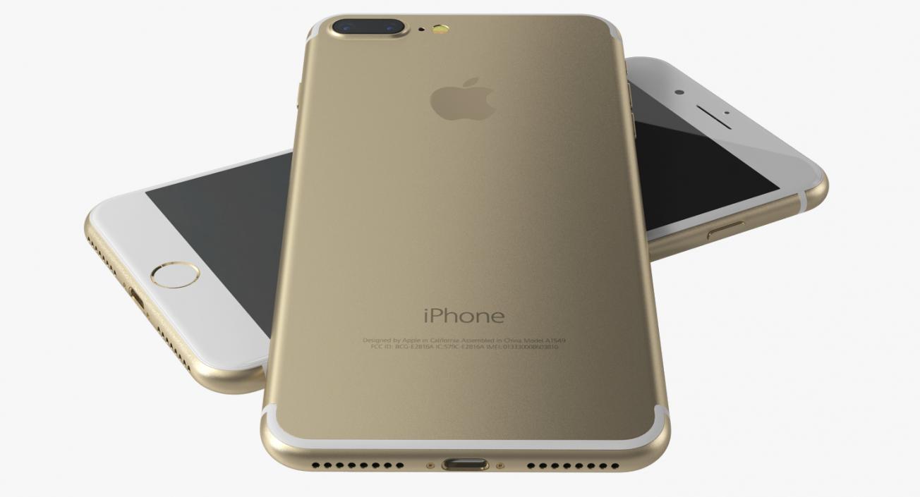 3D IPhone 7 Plus Gold model