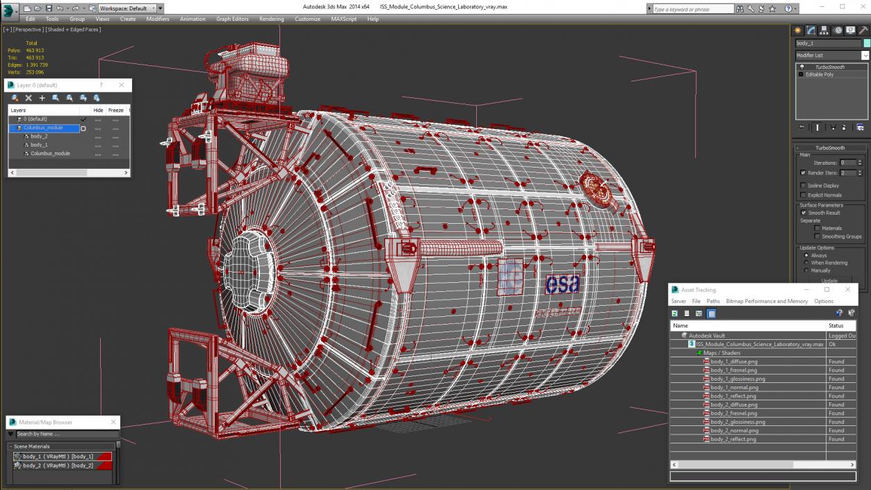 3D ISS Module Columbus Science Laboratory model