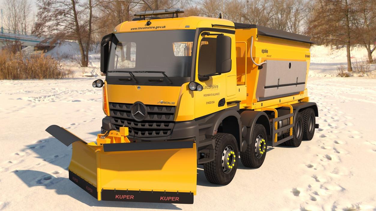 Mercedes Benz 8x6 Arocs Gritter Truck Rigged 3D model