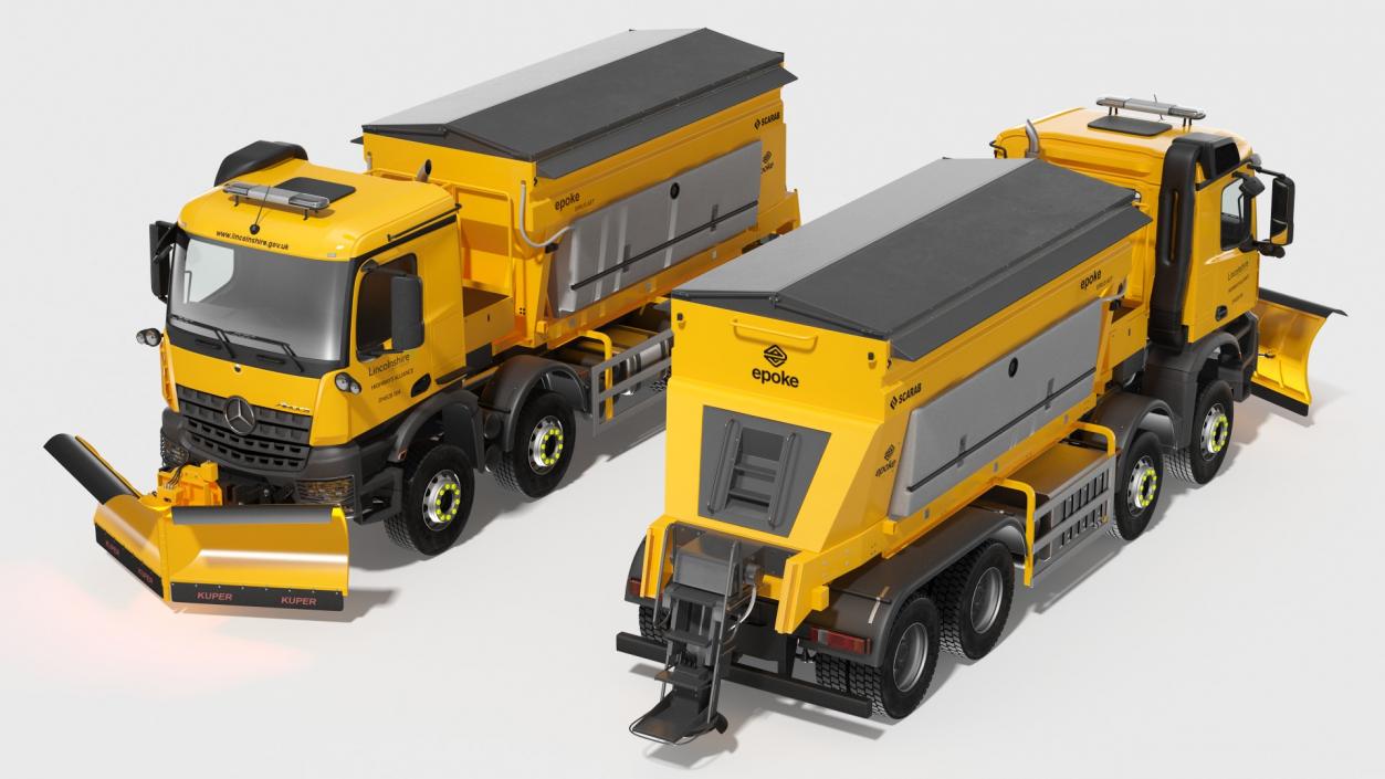 Mercedes Benz 8x6 Arocs Gritter Truck Rigged 3D model