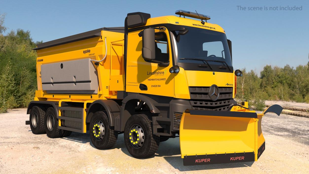 Mercedes Benz 8x6 Arocs Gritter Truck Rigged 3D model