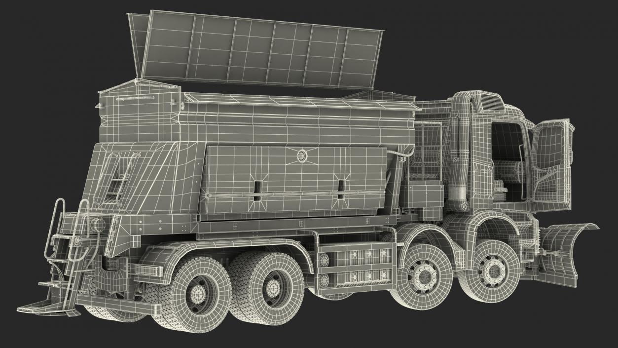 Mercedes Benz 8x6 Arocs Gritter Truck Rigged 3D model