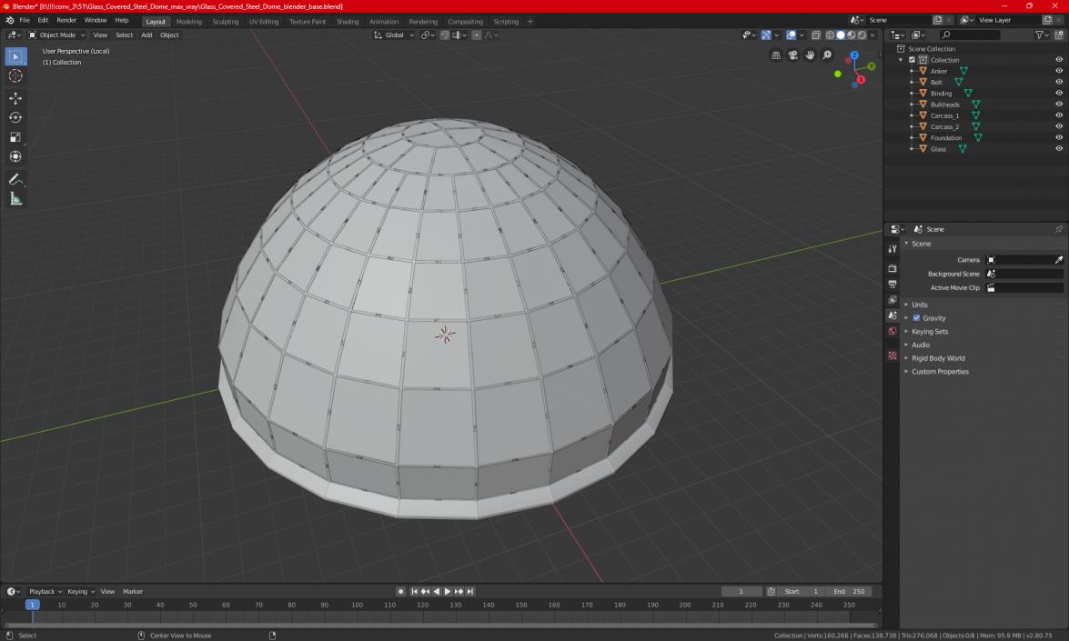 Glass Covered Steel Dome 3D model