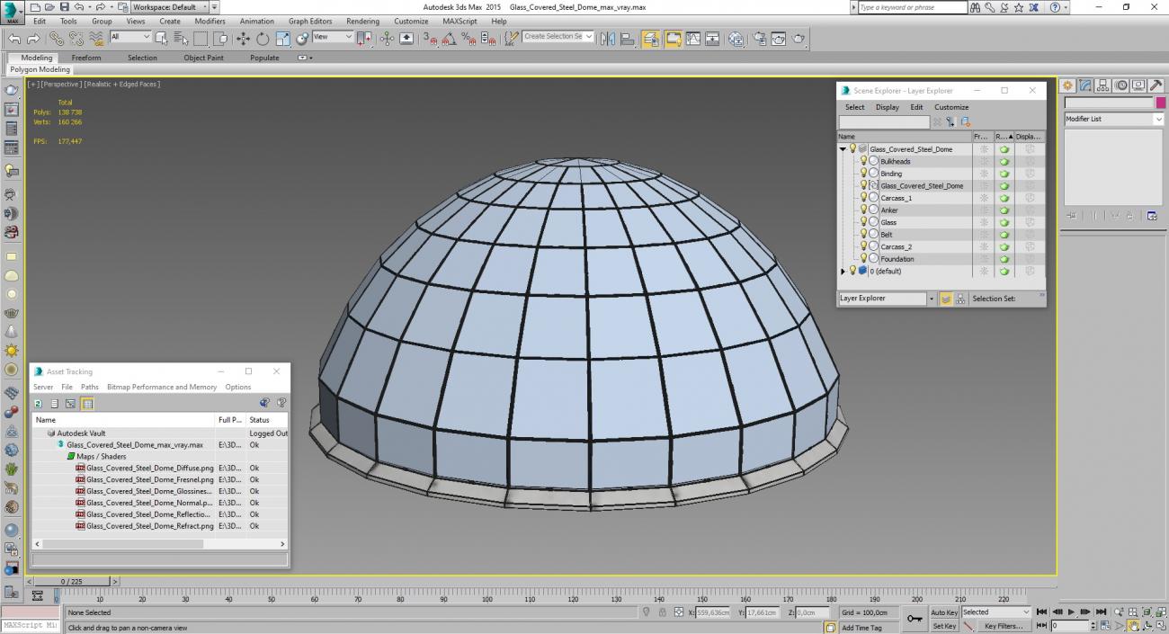 Glass Covered Steel Dome 3D model