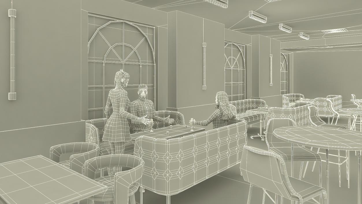 Modern Bar with Customers Fur 3D model