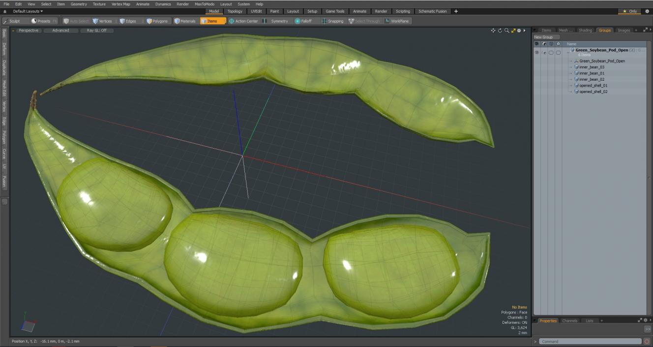 3D model Green Soybean Pod Open(1)