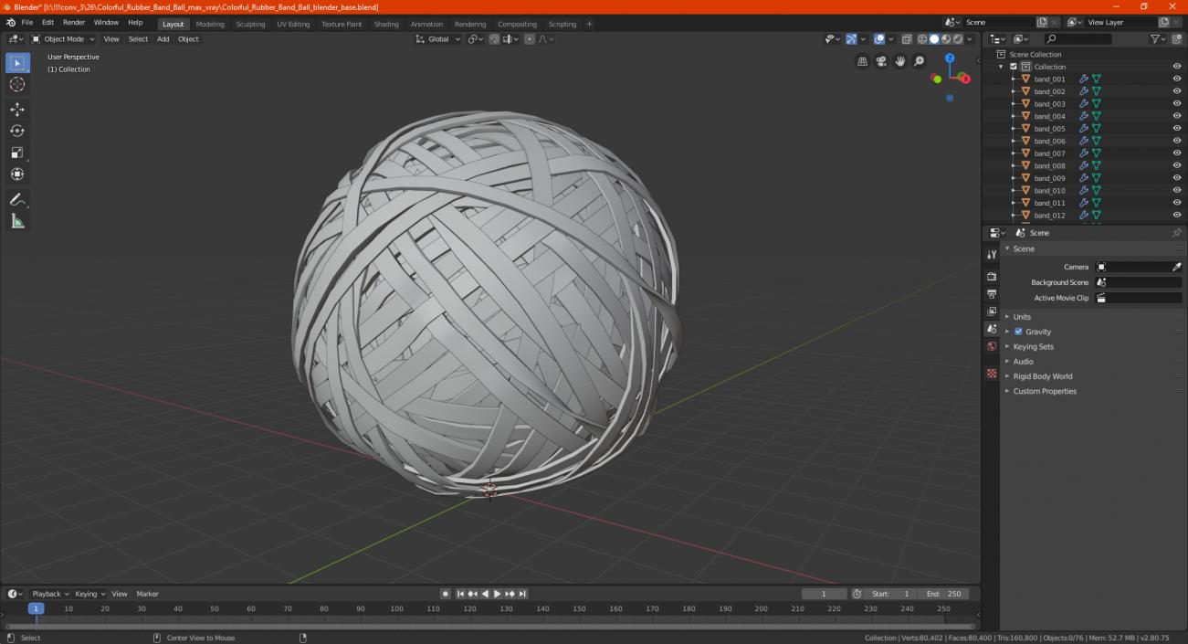 3D model Colorful Rubber Band Ball