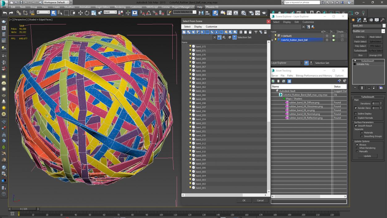 3D model Colorful Rubber Band Ball