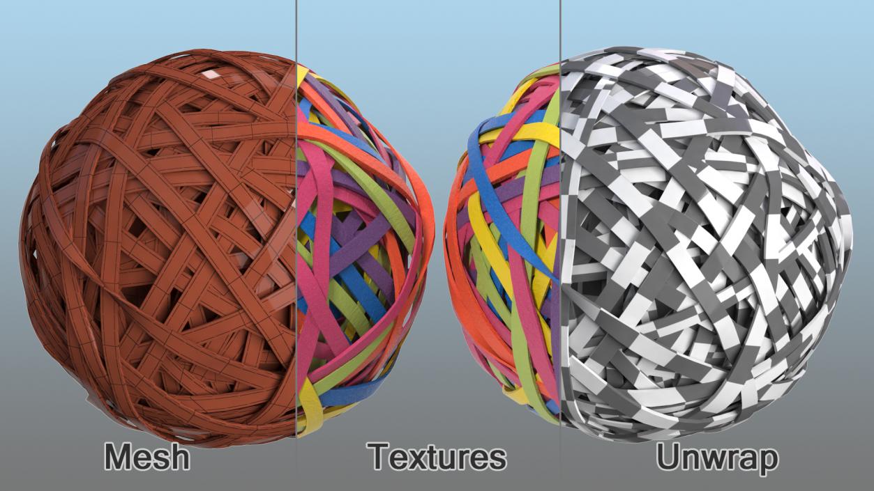 3D model Colorful Rubber Band Ball