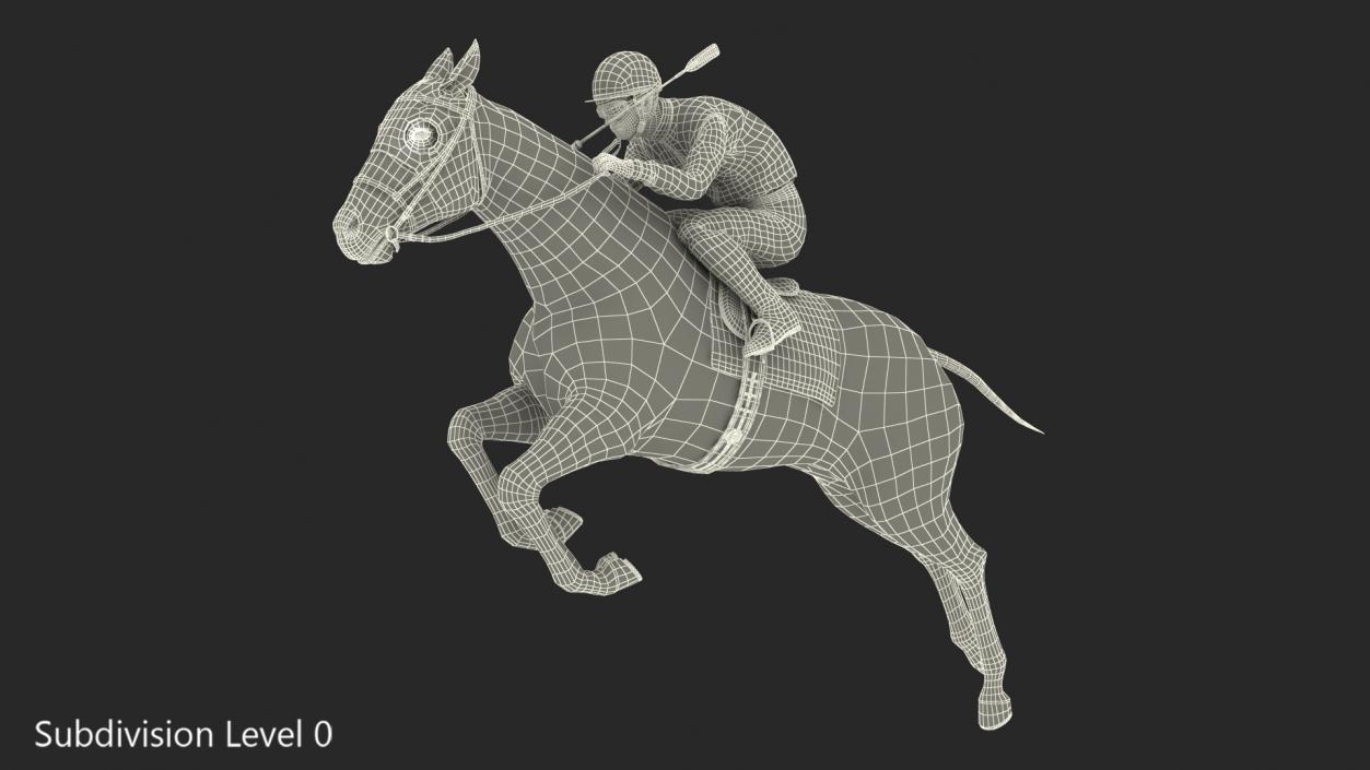 Black Racing Horse with Jokey Jumping 3D