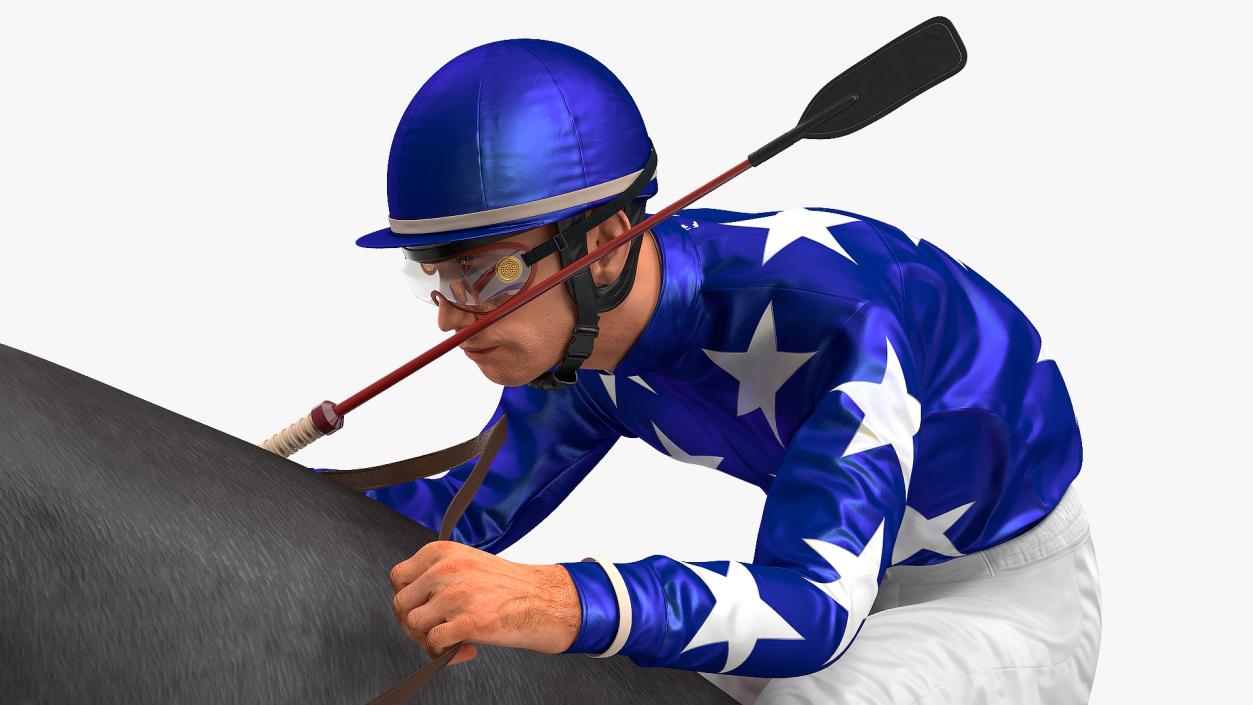 Black Racing Horse with Jokey Jumping 3D