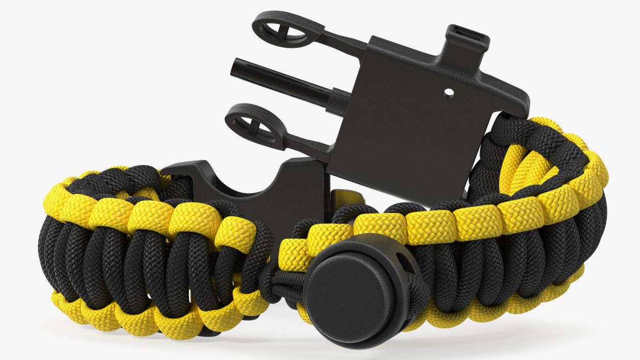 3D Tactical Paracord Bracelet Yellow model